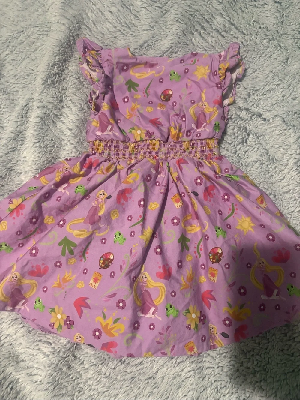 Disney store Purple Rapunzel Print Smocked Sundress size 3t